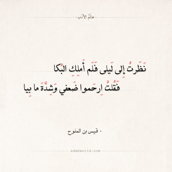 شعر قيس بن الملوح - نظرت إلى ليلى فلم أملك البكا